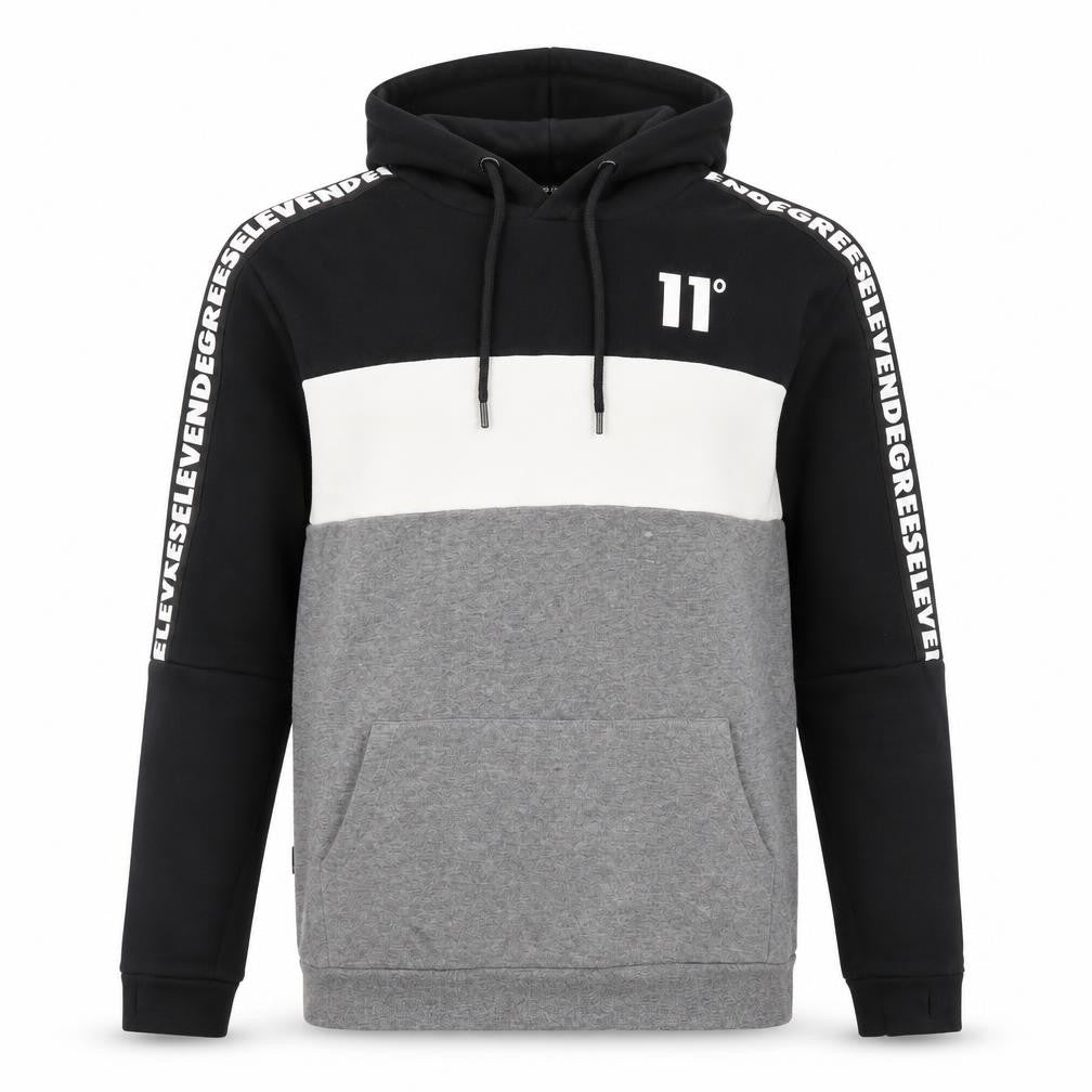 Front view of 11 Degrees Men'S Black Pullover Hoodie M