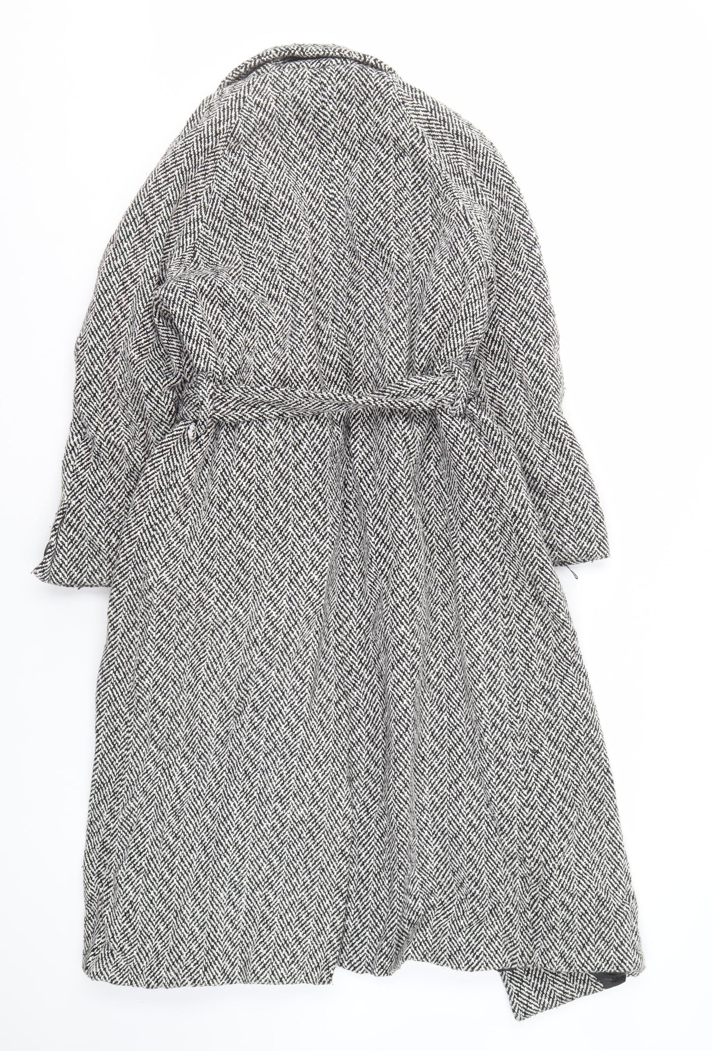 Zara Women's Grey Herringbone Trench Coat XS