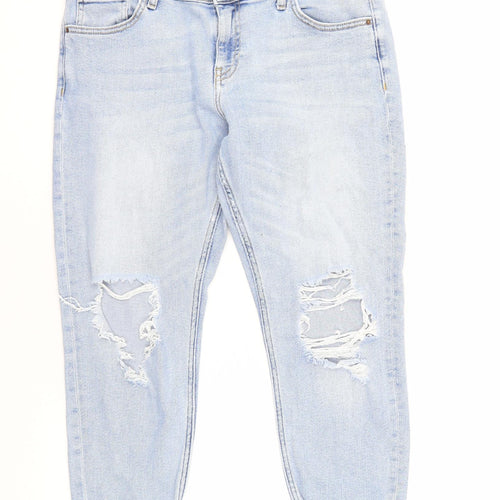 Topshop Women's Light Blue Distressed Jeans Size 12