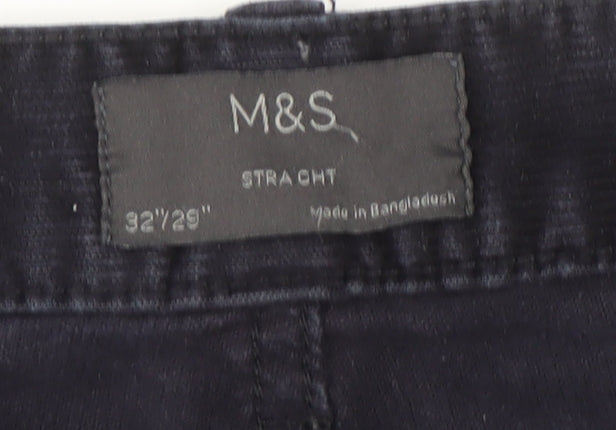 Marks and Spencer Men's Black Corduroy Trousers, 32