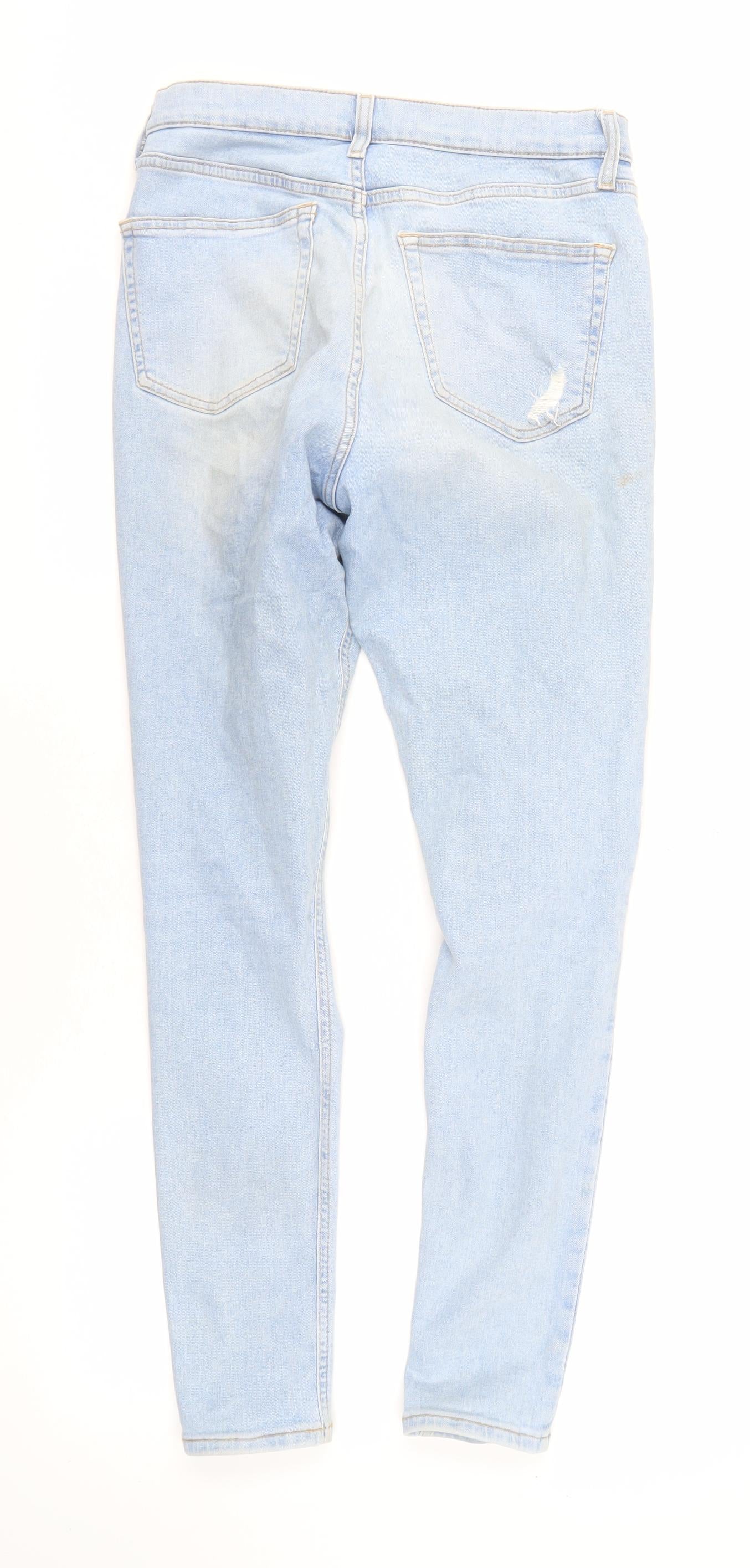 Topshop Men's Blue Distressed Skinny Jeans 30W 32L