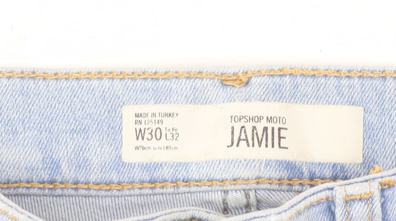 Topshop Men's Blue Distressed Skinny Jeans 30W 32L