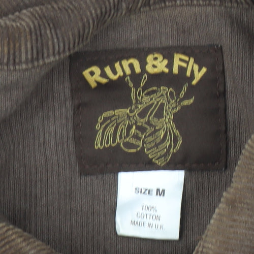 Run & Fly Men's Brown Corduroy Bomber Jacket Size M