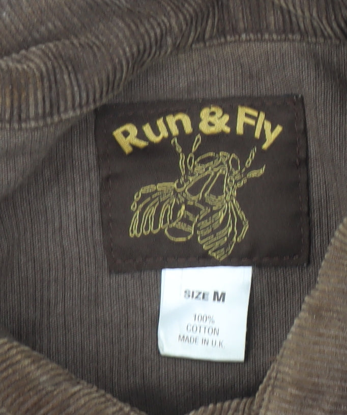 Run & Fly Men's Brown Corduroy Bomber Jacket Size M