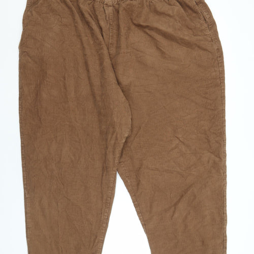 Y&Y Women's Brown Cotton Elastic Waist Trousers 2XL