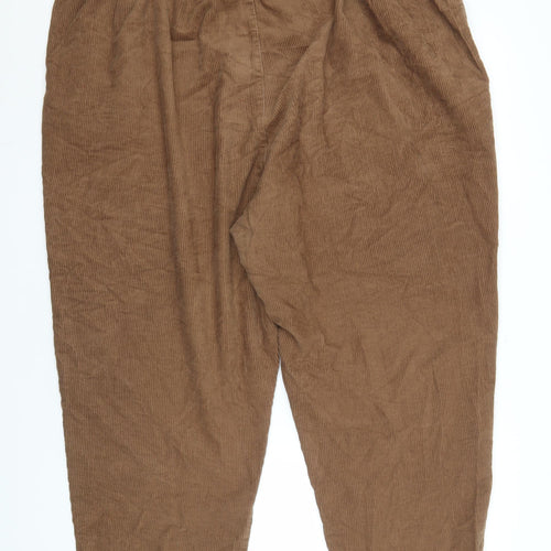 Y&Y Women's Brown Cotton Elastic Waist Trousers 2XL