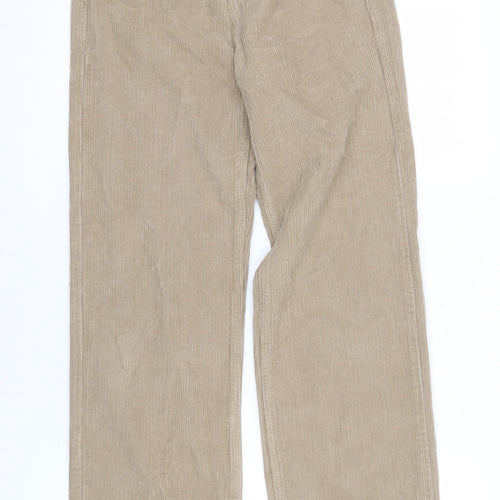 Topshop Women's Beige Corduroy Straight Trousers