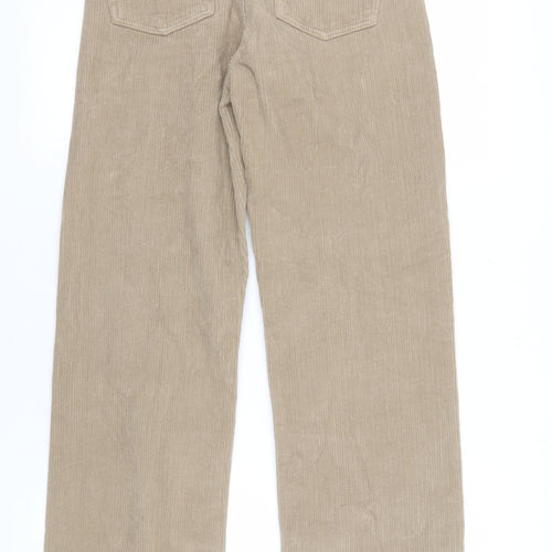 Topshop Women's Beige Corduroy Straight Trousers
