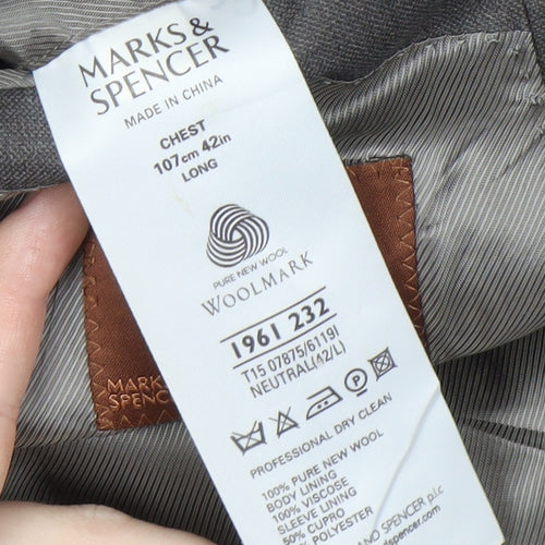 Marks and Spencer Grey Wool Blazer, Men's 42 Long