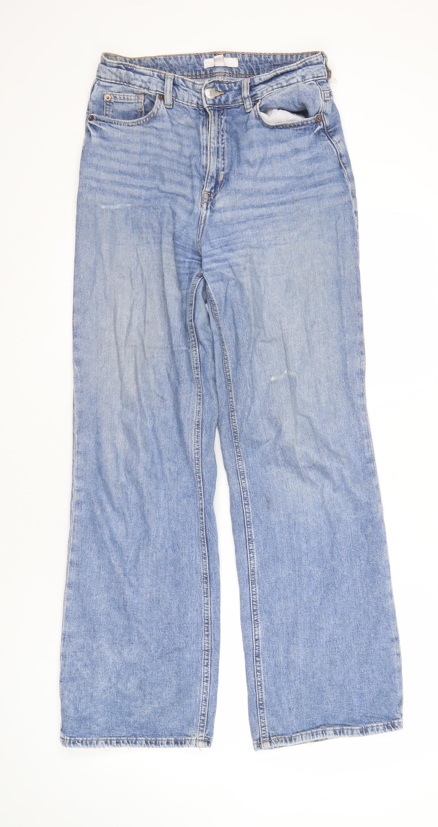 H&M Women's Blue Wide-Leg Jeans Size 10