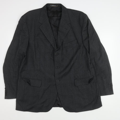 Dehavilland Men's Grey Blazer 46R Single-Breasted
