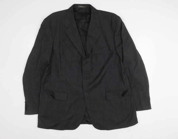 Dehavilland Men's Grey Blazer 46R Single-Breasted