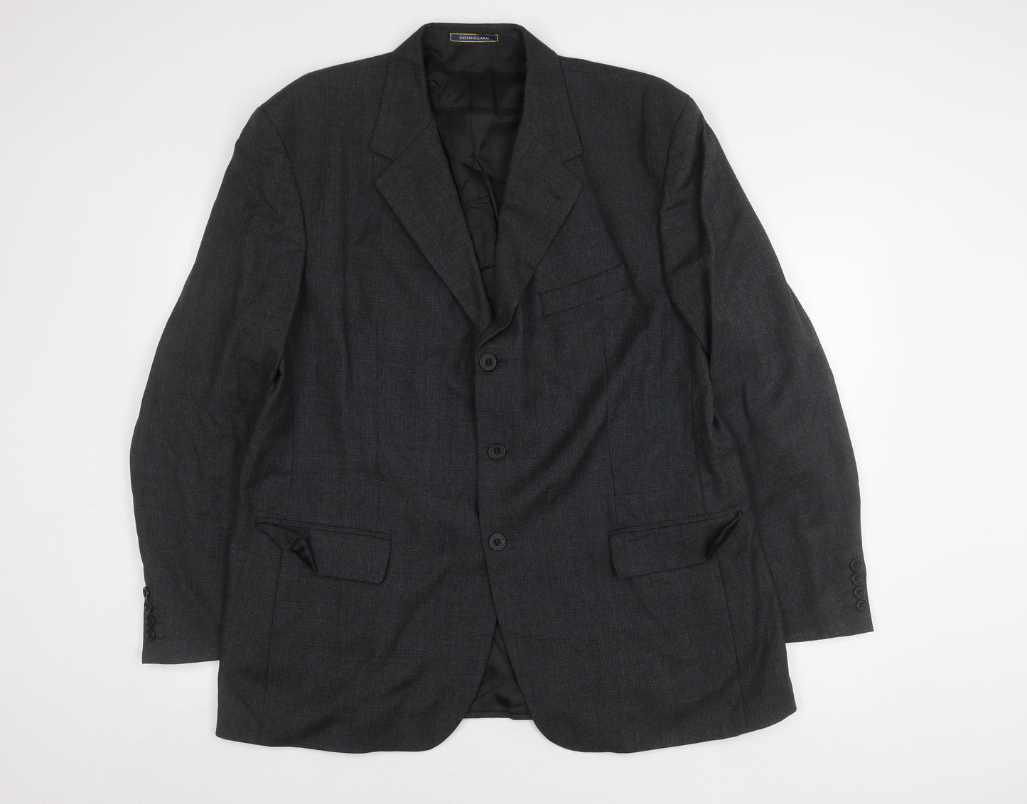 Dehavilland Men's Grey Blazer 46R Single-Breasted