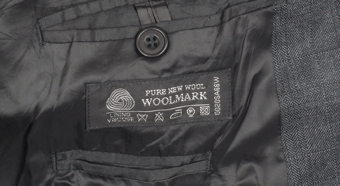 Dehavilland Men's Grey Blazer 46R Single-Breasted