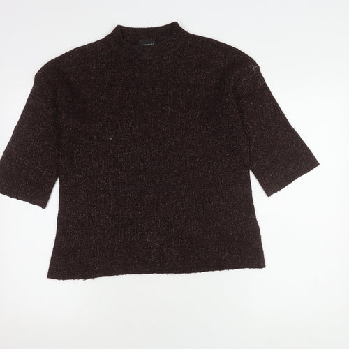 Warehouse Women's Brown Mock Neck Knit Jumper Size 10
