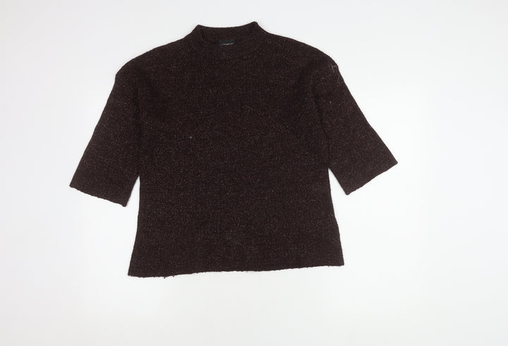 Warehouse Women's Brown Mock Neck Knit Jumper Size 10