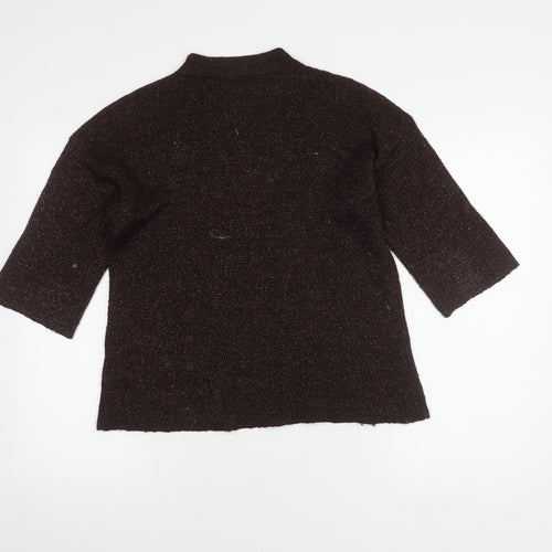 Warehouse Women's Brown Mock Neck Knit Jumper Size 10