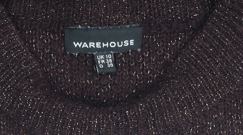 Warehouse Women's Brown Mock Neck Knit Jumper Size 10