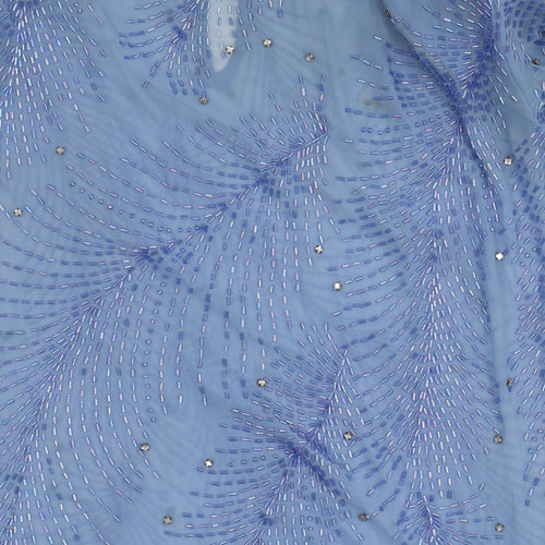 Continental Couture Ltd Women's Blue Beaded Long Sleeve Blouse