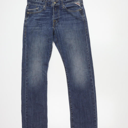 Replay Men's Blue Straight Jeans, Size 30, Distressed