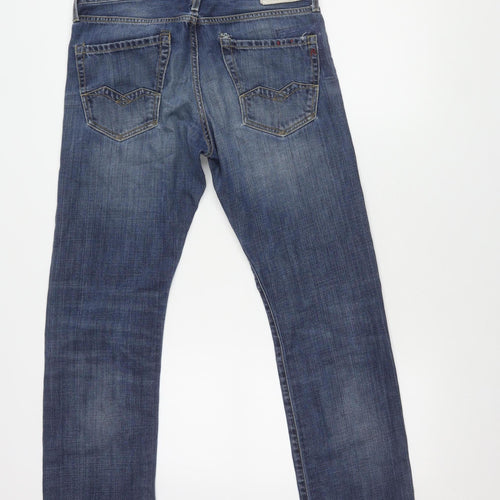 Replay Men's Blue Straight Jeans, Size 30, Distressed