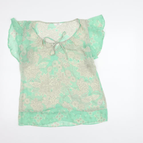Marks and Spencer Women's Green Floral Blouse Size 14