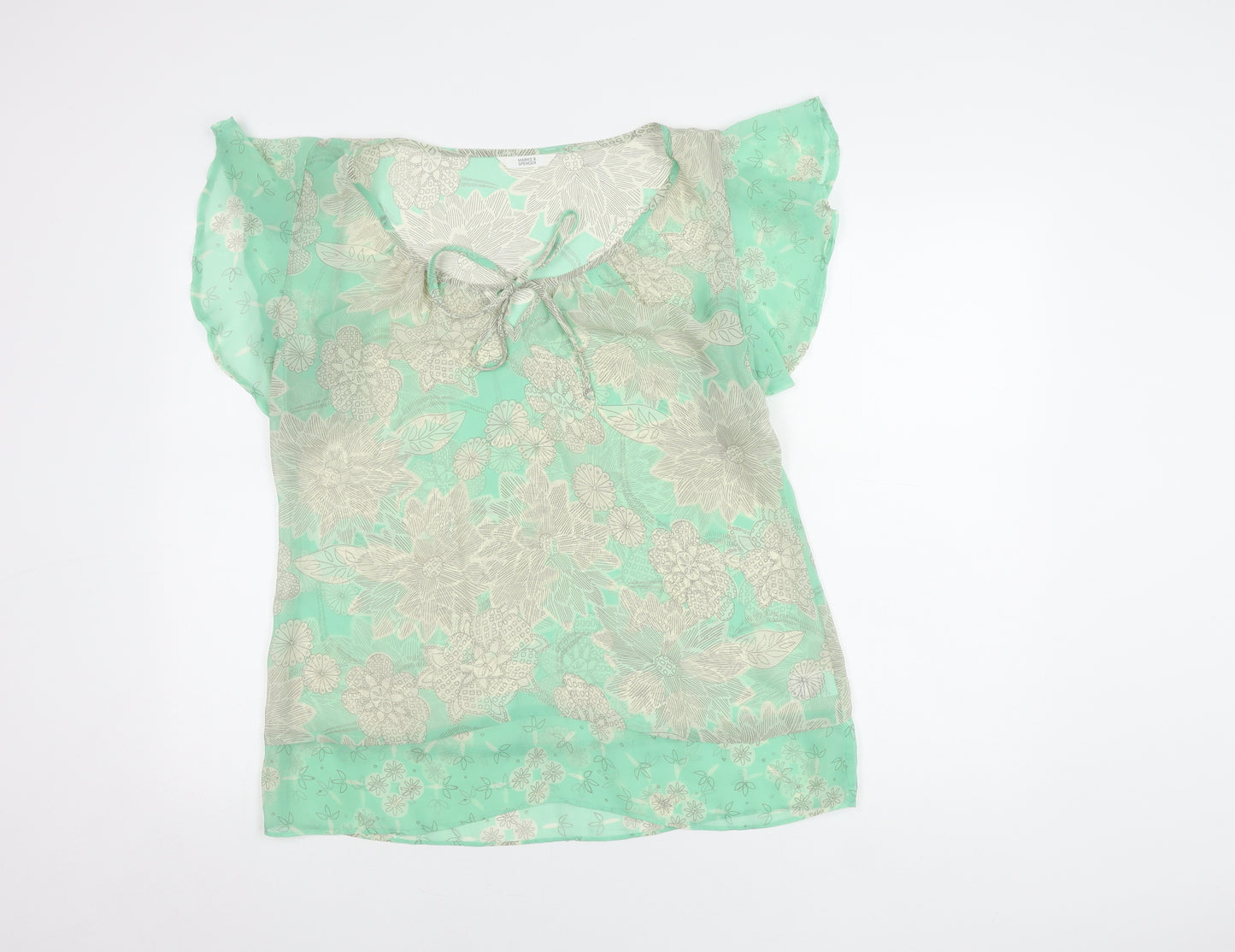 Marks and Spencer Women's Green Floral Blouse Size 14