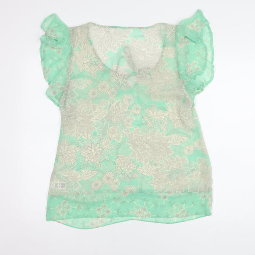 Marks and Spencer Women's Green Floral Blouse Size 14