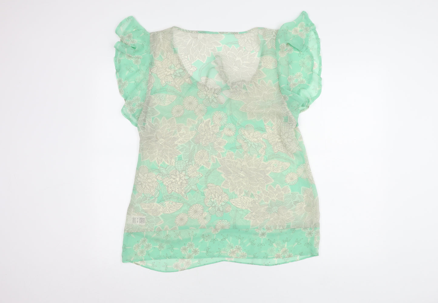 Marks and Spencer Women's Green Floral Blouse Size 14