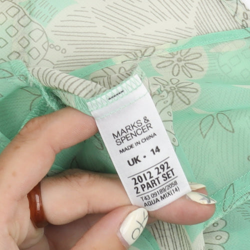 Marks and Spencer Women's Green Floral Blouse Size 14