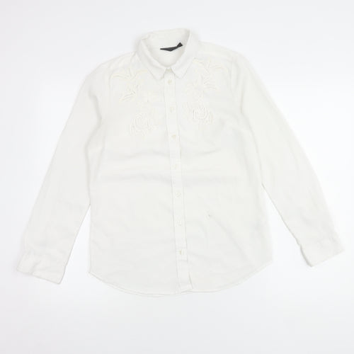 Topshop Women's White Button-Up Shirt Size 6