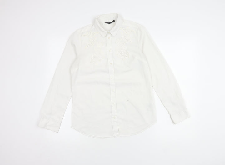 Topshop Women's White Button-Up Shirt Size 6
