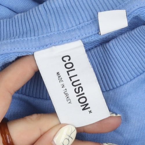 COLLUSION Women's Blue Pullover Sweatshirt Size 8