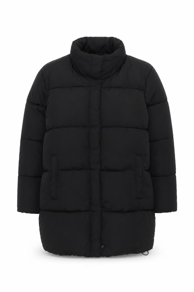 Front view of Hush Women's Black Puffer Jacket, size 8, Winter Coat