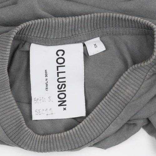 Collusion Men's Grey XS Regular Fit T-Shirt