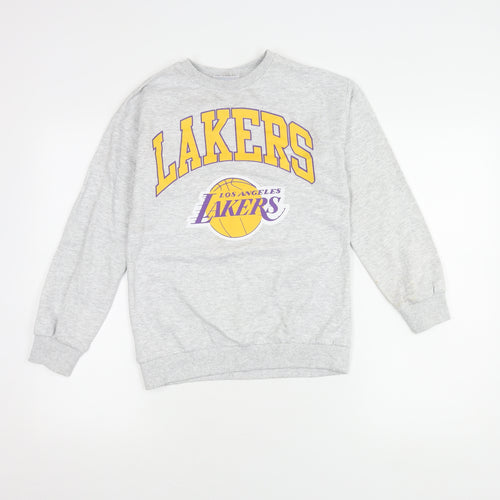 NBA Boys Grey Pullover Sweatshirt, 11 Years, Logo Graphic Print