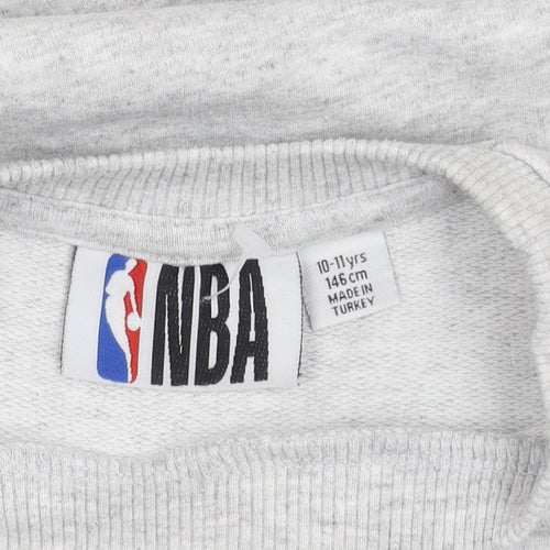NBA Boys Grey Pullover Sweatshirt, 11 Years, Logo Graphic Print