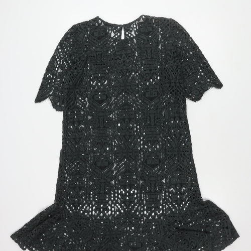 Jigsaw Women's Black Crochet Top, Size 12, Button Accent