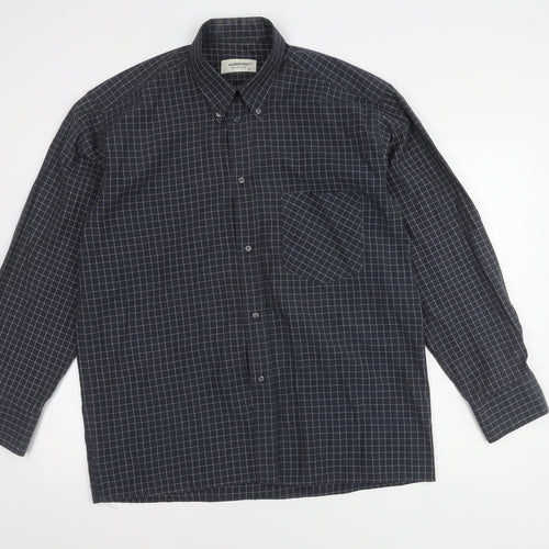 Albertino Men's Blue Check Long Sleeve Shirt M