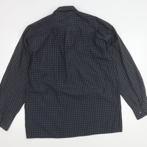 Albertino Men's Blue Check Long Sleeve Shirt M