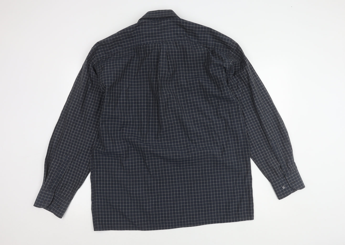 Albertino Men's Blue Check Long Sleeve Shirt M