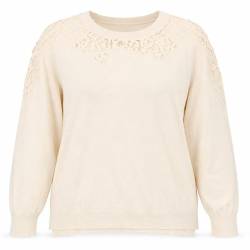 Topshop Women's Beige Jumper, Size 14, Lace Detail