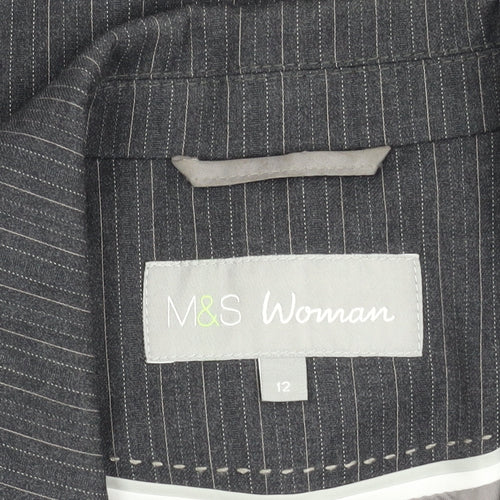 Marks and Spencer Women's Black Pinstripe Blazer Size 12