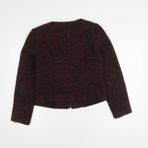 Marks and Spencer Women Black Red Bouclé Blazer Size 12