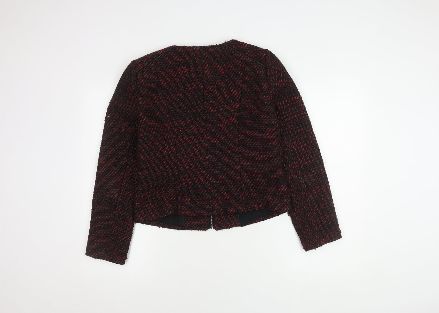 Marks and Spencer Women Black Red Bouclé Blazer Size 12