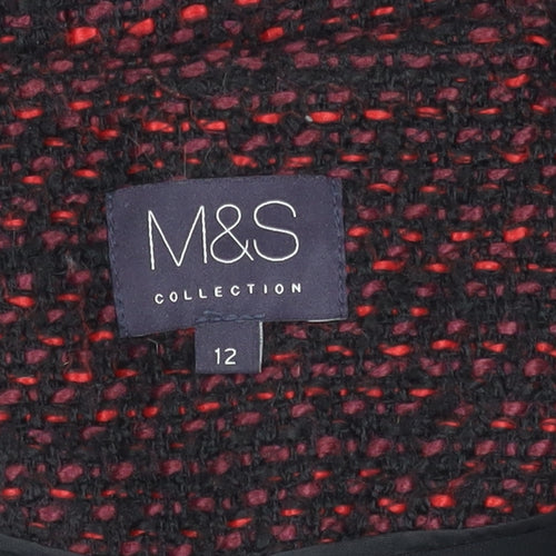 Marks and Spencer Women Black Red Bouclé Blazer Size 12