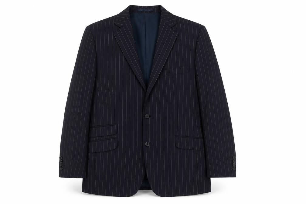 Front view of John Lewis Men's Blue Striped Blazer 40R Regular Fit