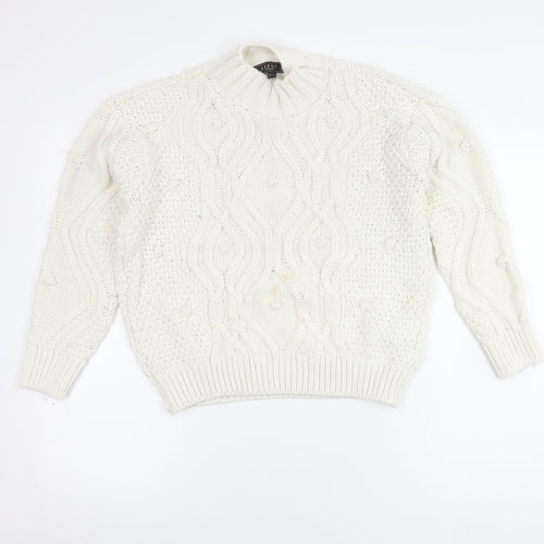 Lipsy Women's White Cable-Knit Jumper UK 8