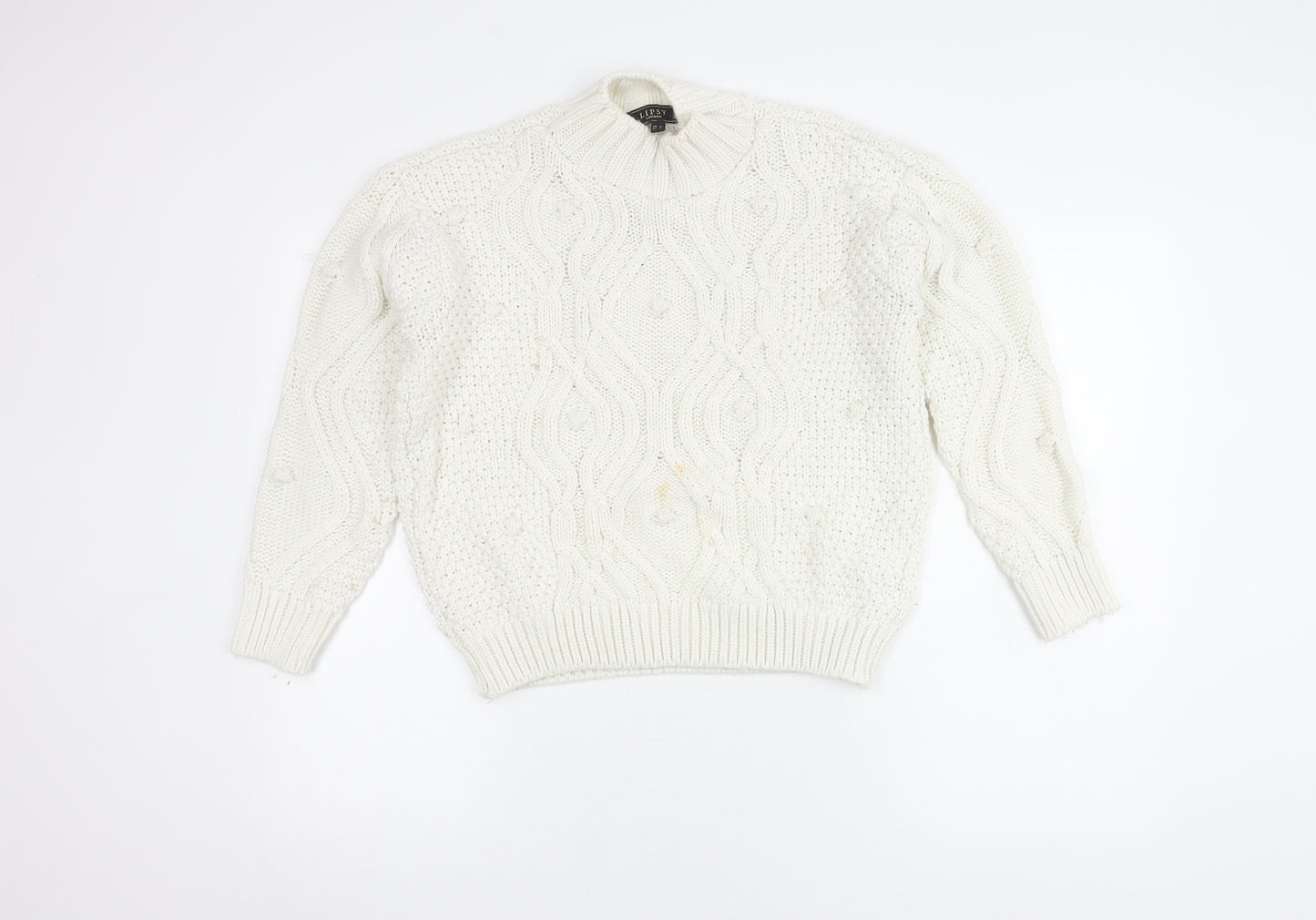 Lipsy Women's White Cable-Knit Jumper UK 8