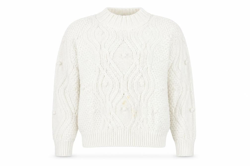 Front view of Lipsy Women's White Cable-Knit Jumper UK 8